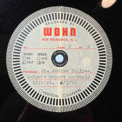 RUTGERS UNIVERSITY REPORT ON WORLD AFFAIRS (78RPM ACETATE) | Near Mint (NM or M-) Generic