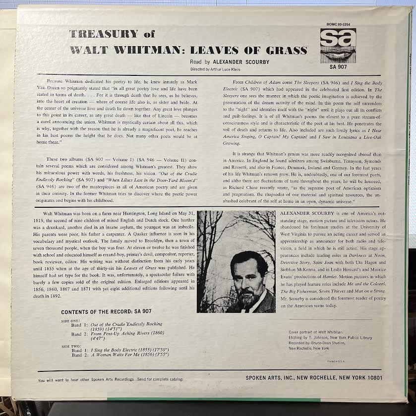 Treasury Of Walt Whitman: Leaves Of Grass (VINYL) | Near Mint (NM) Near Mint (NM)