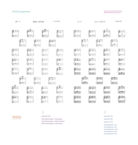 Final Fragments - Piano Music of David Kotlowy |
