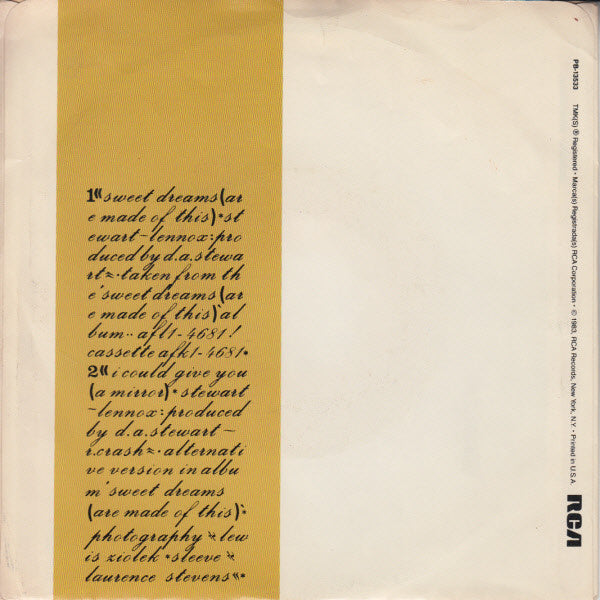 Eurythmics - Sweet Dreams (Are Made Of This) (7") | Excellent+ (EX+) Excellent (EX)