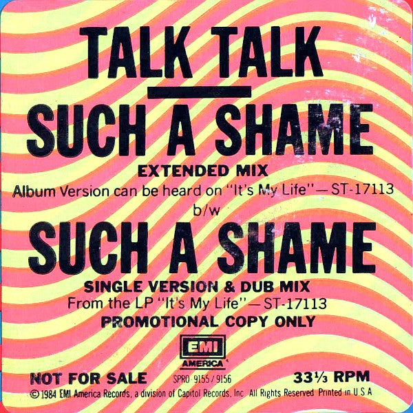 Talk Talk - Such A Shame (12" VINYL) | Near Mint (NM) Excellent (EX)