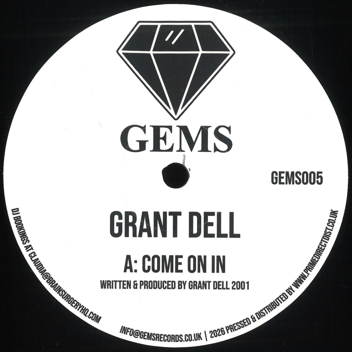 Grant Dell - Come On In / We Go deep (VINYL 12" GEMS GEMS005) | NEW Mint (M) Mint (M)