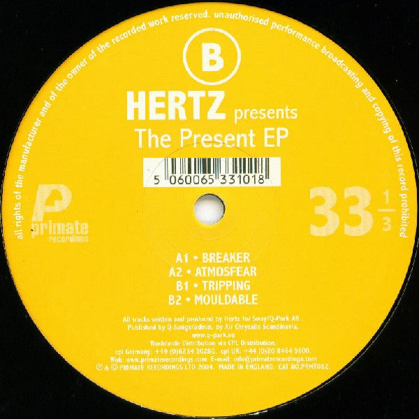 Hertz - The Present EP | Near Mint (NM or M-) Very Good Plus (VG+)