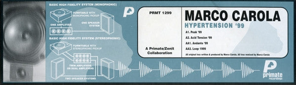 Marco Carola - Hypertension '99 E.P. | Very Good Plus (VG+) Very Good Plus (VG+)
