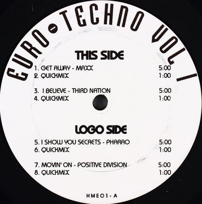 Various - Euro-Techno Vol 1 (12" VINYL) | Excellent (EX) Excellent (EX)