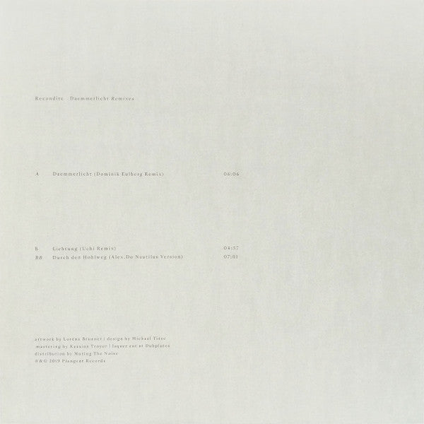 Recondite - Daemmerlicht Remixes EP (12" VINYL) | Excellent (EX) Near Mint (NM)