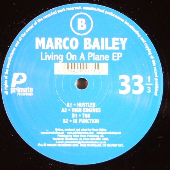 Marco Bailey - Living On A Plane EP | Near Mint (NM) Very Good Plus Plus (VG++)