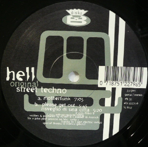 Hell - Original Street Techno | Very Good Plus (VG+) Very Good Plus (VG+)