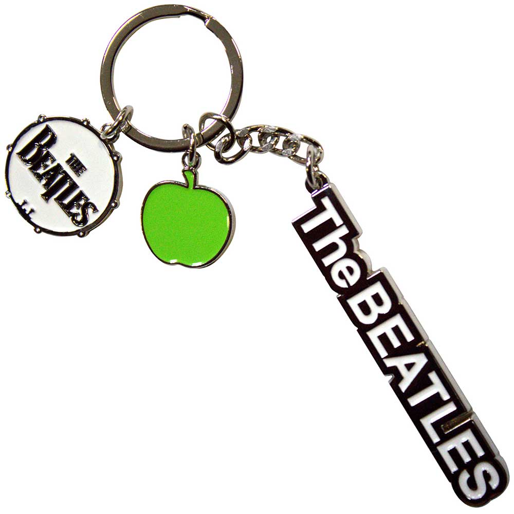 The Beatles - Text Logo Drop T Drum & Apple Charms |
