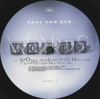 Paul van Dyk - Words (Part 2) (12" VINYL) | Excellent+ (EX+) Generic