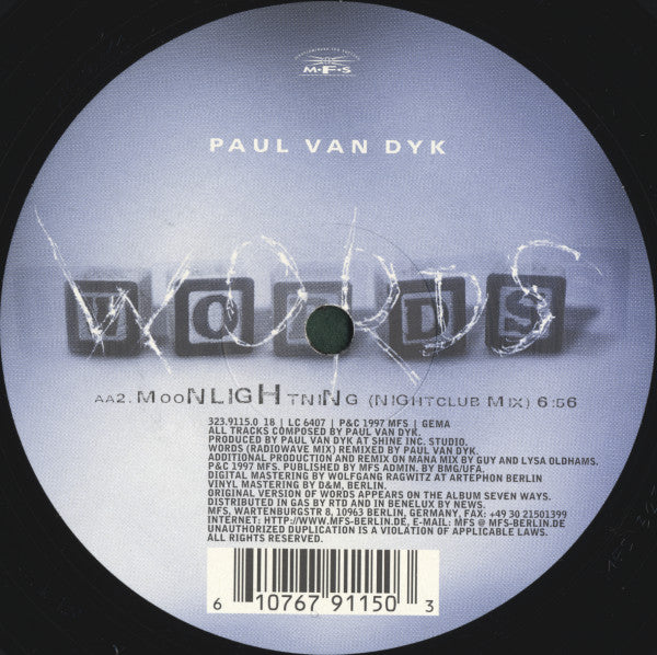 Paul van Dyk - Words (Part 2) (12" VINYL) | Excellent+ (EX+) Generic