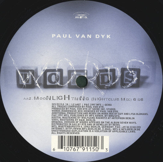 Paul van Dyk - Words (Part 2) (12" VINYL) | Excellent+ (EX+) Generic
