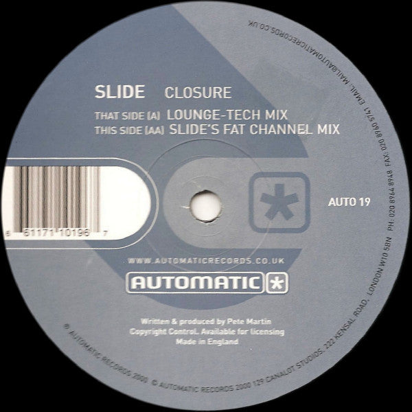 Slide - Closure (12" VINYL) | Excellent (EX) Excellent+ (EX+)