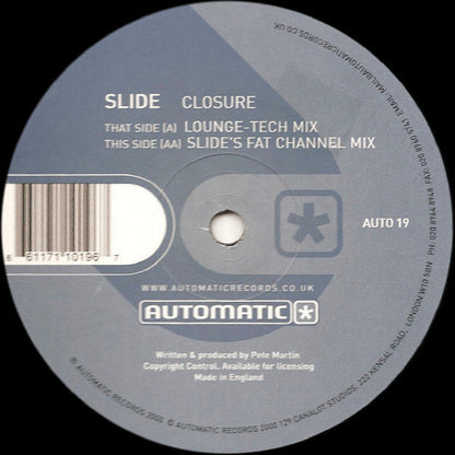 Slide - Closure (12" VINYL) | Excellent (EX) Excellent+ (EX+)