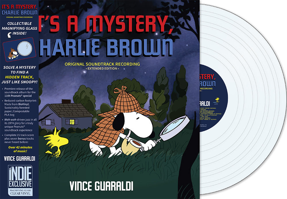 Vince Guaraldi - (PRESALE 8/21/26) It's A Mystery, Charlie Brown (IEX MAGNIFYING GLASS CLEAR BIO VINYL 12") | Mint (M) Mint (M)