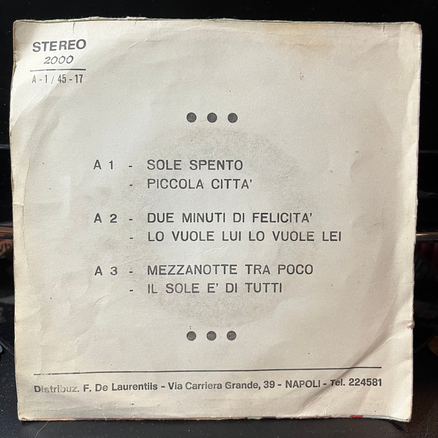 Anna Carucci - Sole Spento / Piccola Citta (7" ITALY VINYL) |