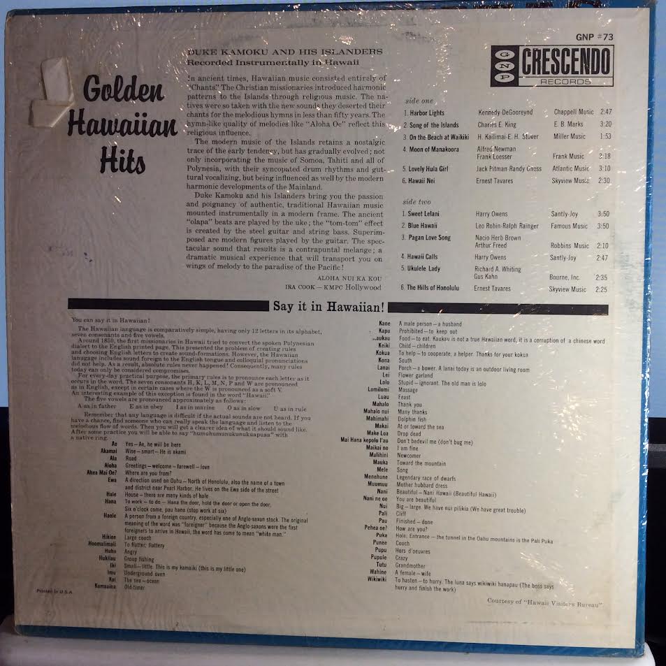 Duke Kamoku And His Islanders - Golden Hawaiian Hits (VINYL) | Excellent+ (EX+) Near Mint (NM)