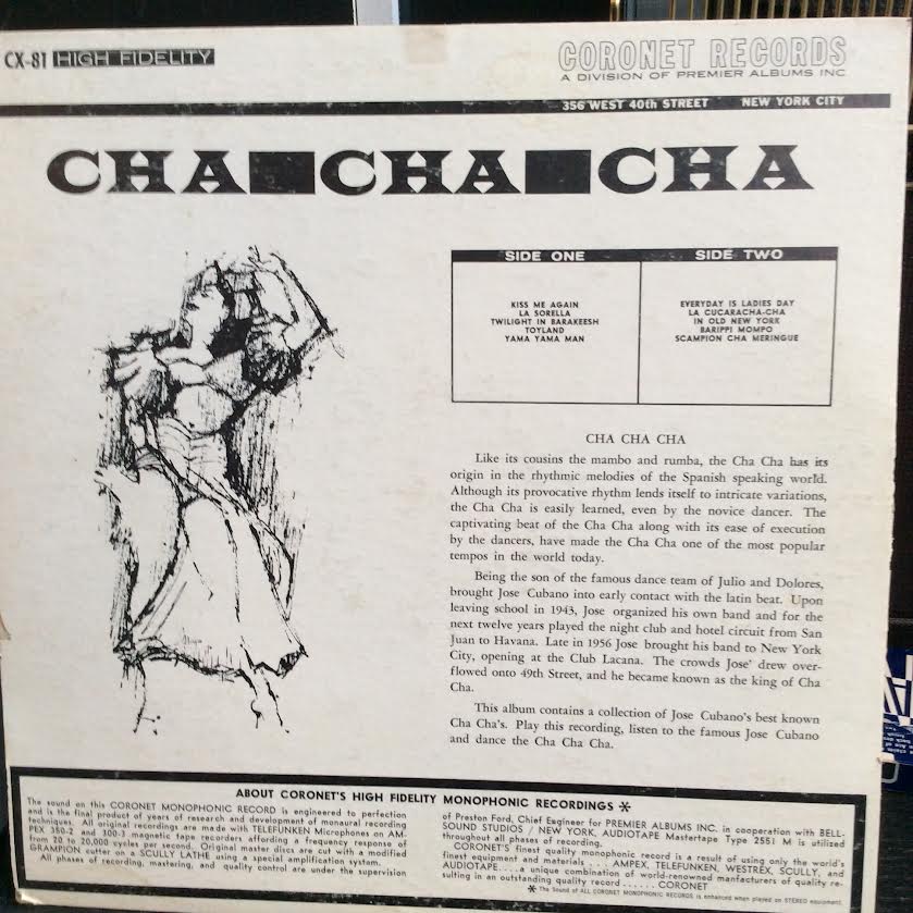 Jose Cubano And His Orchestra - Cha Cha Cha (VINYL) | Very Good Plus (VG+) Very Good Plus (VG+)