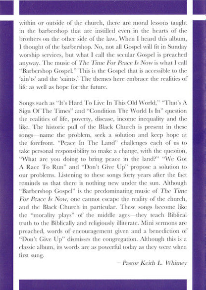 The Time For Peace Is Now (Gospel Music About Us) (CD) | Mint (M) Mint (M)